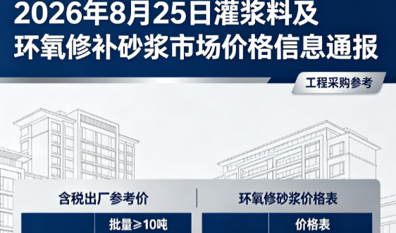 永修2026年8月25日灌浆料及环氧修补砂浆市场价格信息通报